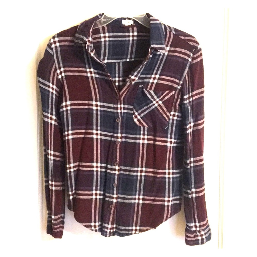 Burgundy and Blue Plaid Shirt